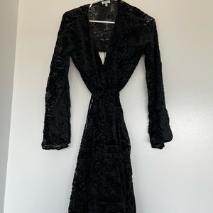 Velvet Mid Slit Black Dress